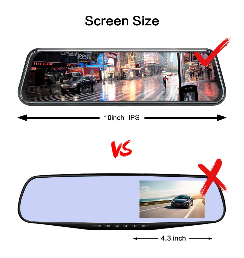 10-Inch Dual Lens Dash Cam Mirror - 1080P FHD Touch Screen Car DVR with Rear Camera, Night Vision & G-Sensor(black) 8