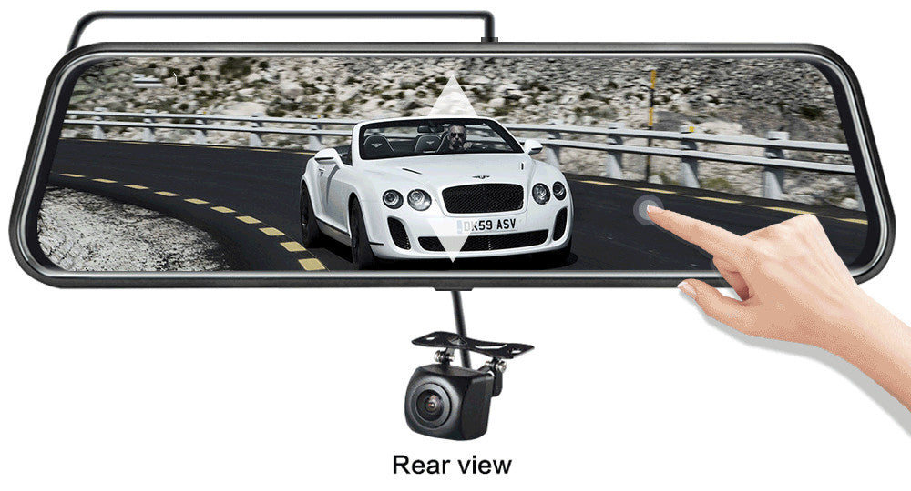 10-Inch Dual Lens Dash Cam Mirror - 1080P FHD Touch Screen Car DVR with Rear Camera, Night Vision & G-Sensor(black) 10