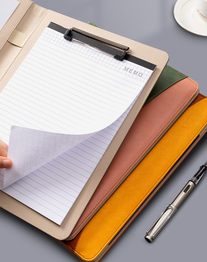 A4 PU Leather Business Portfolio with Ring Binder, Calculator & 40 Sleeves(grey and black) 7