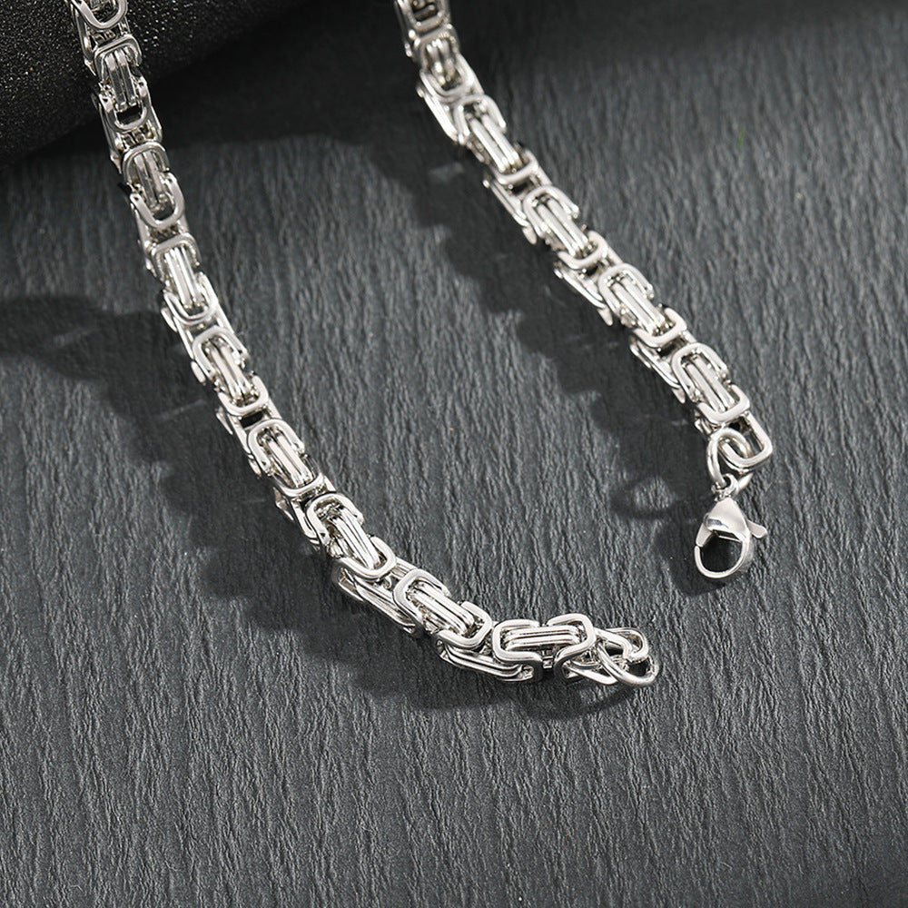 Men's Stainless Steel Layered Cross Pendant with Byzantine Chain - Fashion Statement Necklace(silver) 3