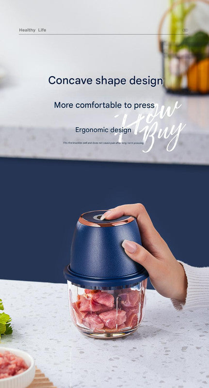 Electric Mini Garlic Chopper with Glass Bowl - USB Rechargeable, 6 Blades, Large Capacity(white) 6