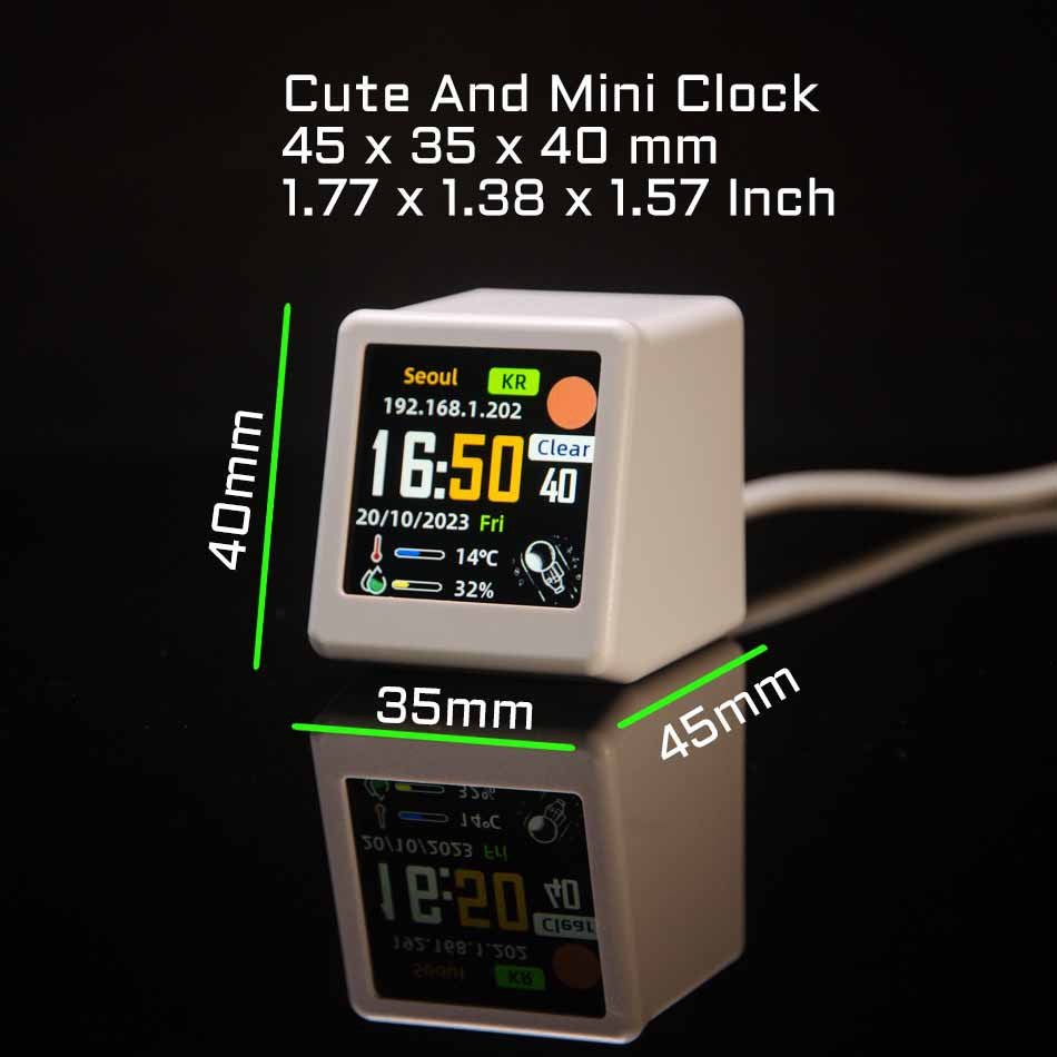 2pc Mini Smart Wi-Fi Weather Station Clock - Desktop Digital Clock with HD IPS Screen, Customizable GIF Display & 3-Day Forecast(Pink) 7