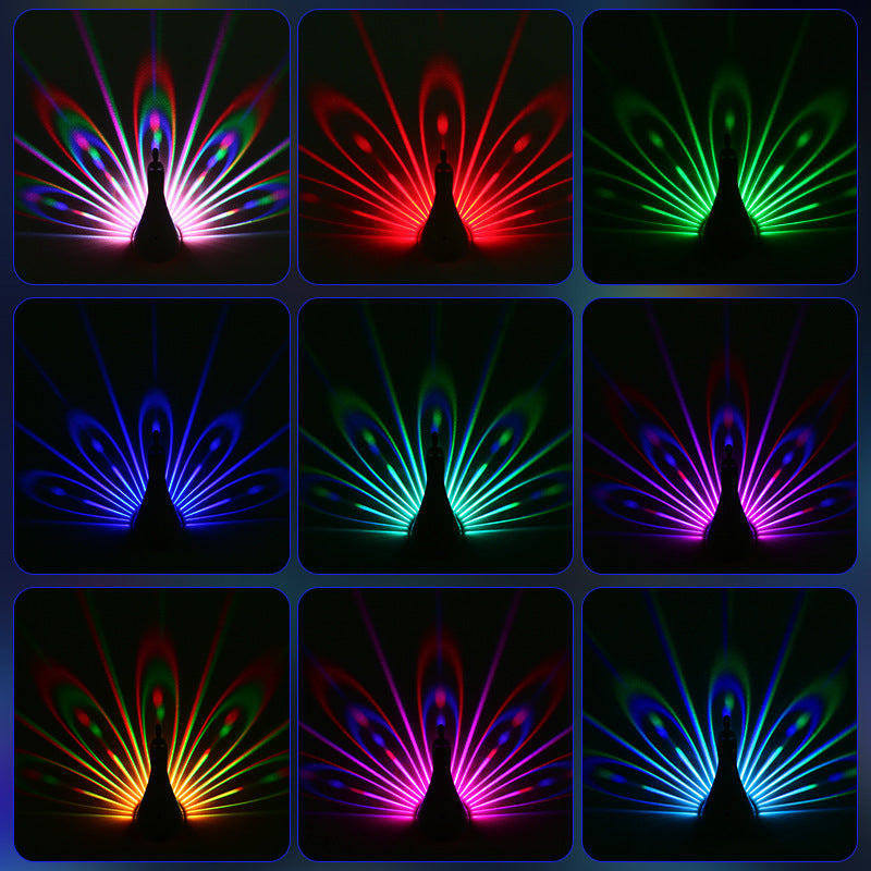 Peacock Projection LED Night Light - Multi-Color Atmosphere Lamp with Remote & Touch Control, USB Rechargeable(pink) 4