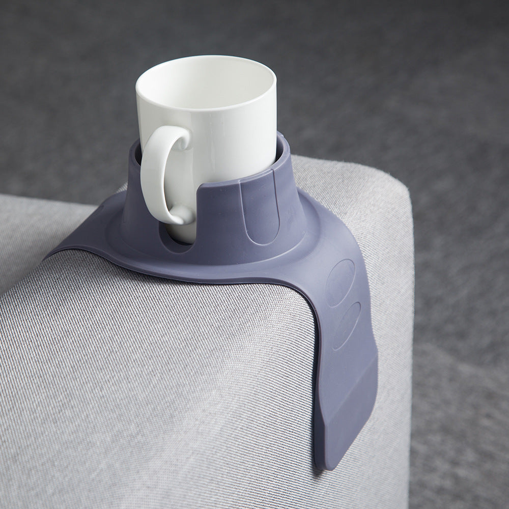Flexible Anti-Spill Silicone Couch Arm Cup Holder - Sofa Armrest Drink Tray(Grey)