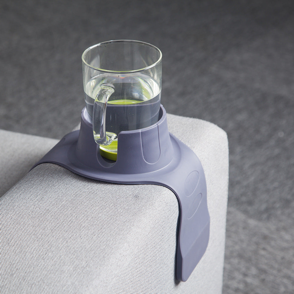 Flexible Anti-Spill Silicone Couch Arm Cup Holder - Sofa Armrest Drink Tray(Grey) 3