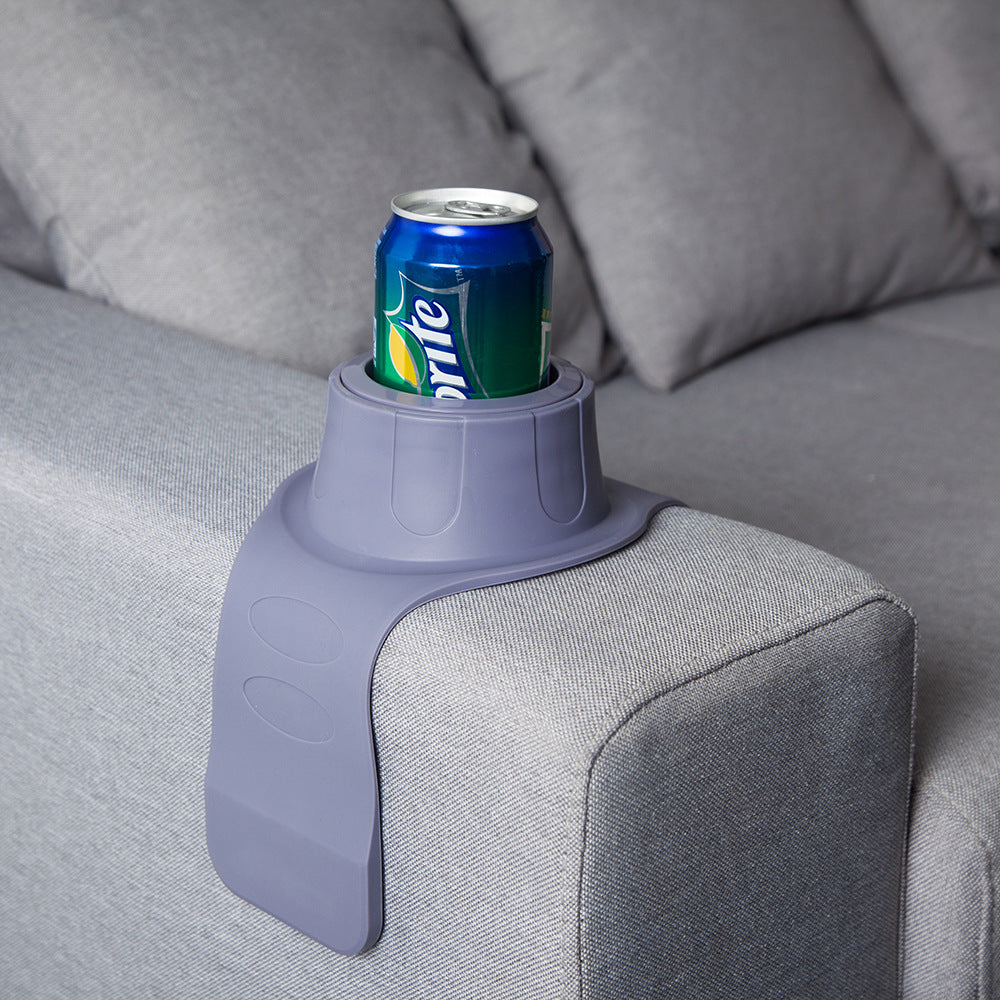 Flexible Anti-Spill Silicone Couch Arm Cup Holder - Sofa Armrest Drink Tray(Grey) 4