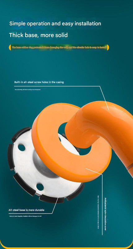 2pc Heavy-Duty Anti-Slip Safety Grab Bar with Luminous Rings - Stainless Steel Core Bathroom Handrail(yellow 30cm) 6