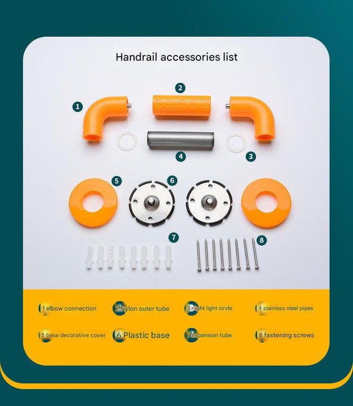 2pc Heavy-Duty Anti-Slip Safety Grab Bar with Luminous Rings - Stainless Steel Core Bathroom Handrail(yellow 30cm) 11