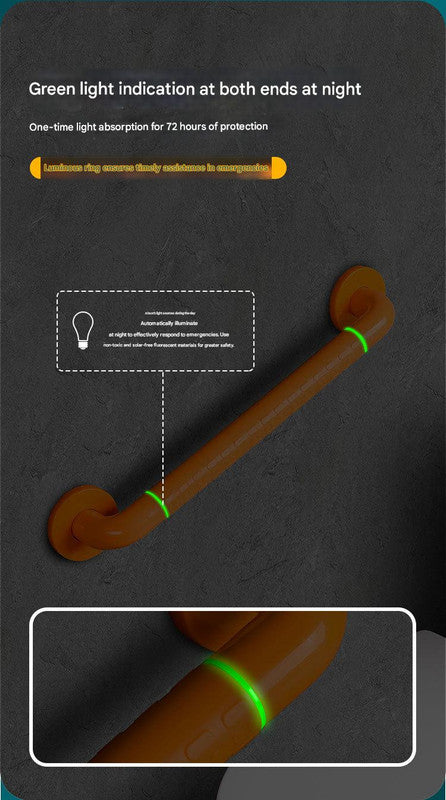 2pc Heavy-Duty Anti-Slip Safety Grab Bar with Luminous Rings - Stainless Steel Core Bathroom Handrail(yellow 40cm) 4