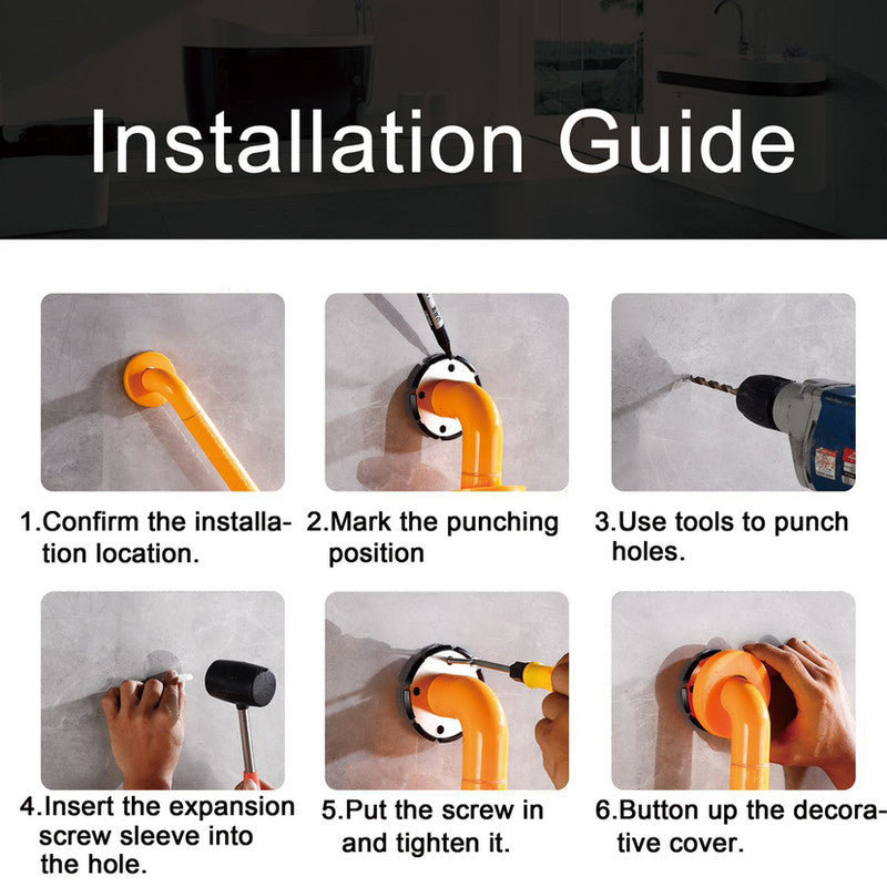 2pc Heavy-Duty Anti-Slip Safety Grab Bar with Luminous Rings - Stainless Steel Core Bathroom Handrail(yellow 40cm) 10