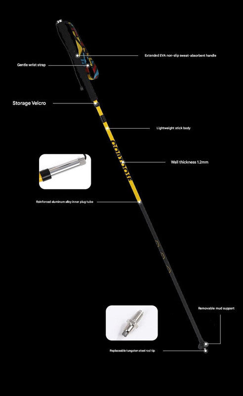 Ultralight Carbon Fiber Foldable Trail Running & Hiking Pole(yellow  Recommended height range 165-175cm) 3