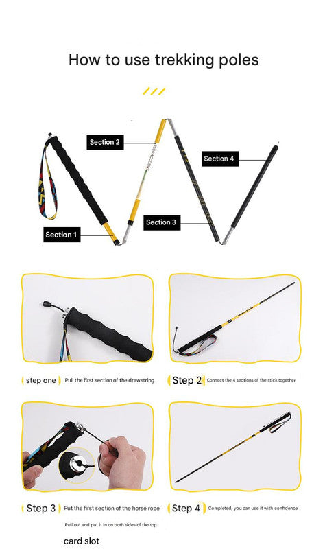 Ultralight Carbon Fiber Foldable Trail Running & Hiking Pole(yellow  Recommended height range 165-175cm) 7