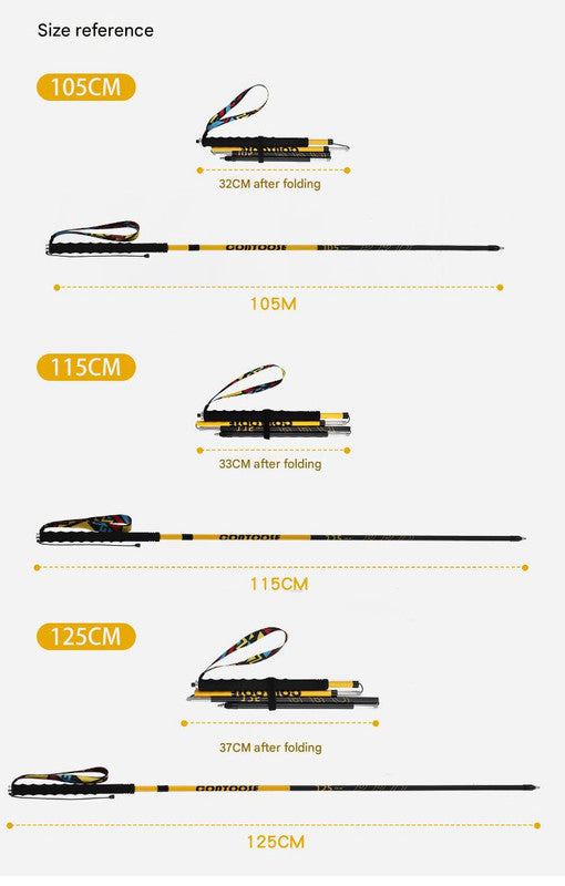 Ultralight Carbon Fiber Foldable Trail Running & Hiking Pole(yellow  Recommended height range 165-175cm) 8