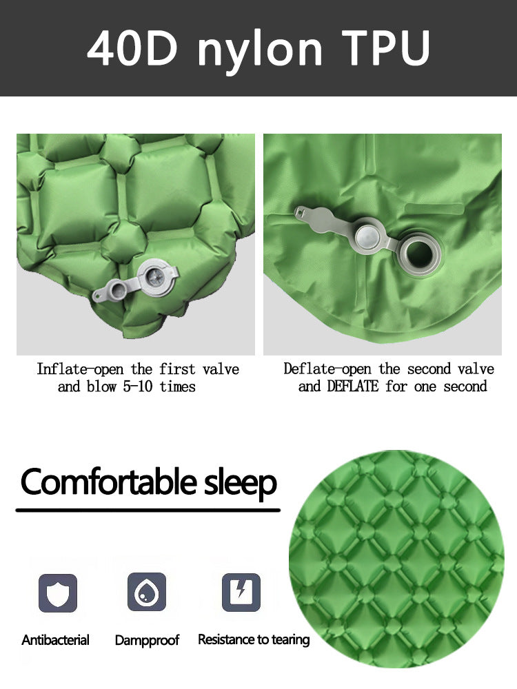 2pc Ultralight Inflatable Camping Sleeping Mat with Integrated Pillow - Waterproof 40D Nylon TPU(Camouflage) 4