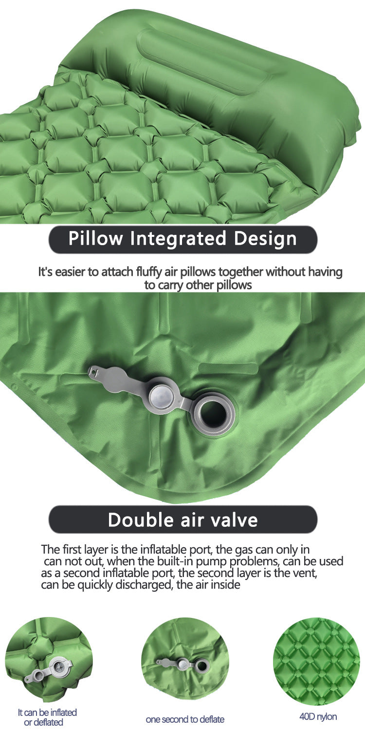 2pc Ultralight Inflatable Camping Sleeping Mat with Integrated Pillow - Waterproof 40D Nylon TPU(Camouflage) 6