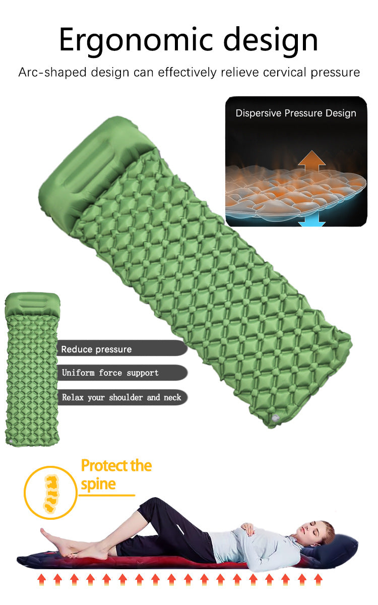 2pc Ultralight Inflatable Camping Sleeping Mat with Integrated Pillow - Waterproof 40D Nylon TPU(Camouflage) 8