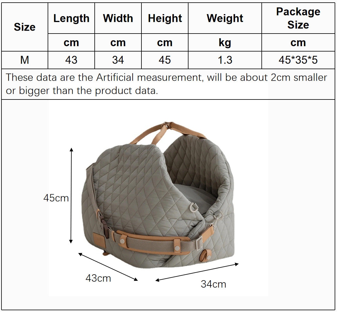 Luxury Quilted 2-in-1 Pet Travel Carrier & Car Booster Seat for Small Dogs(Blue-gray) 6