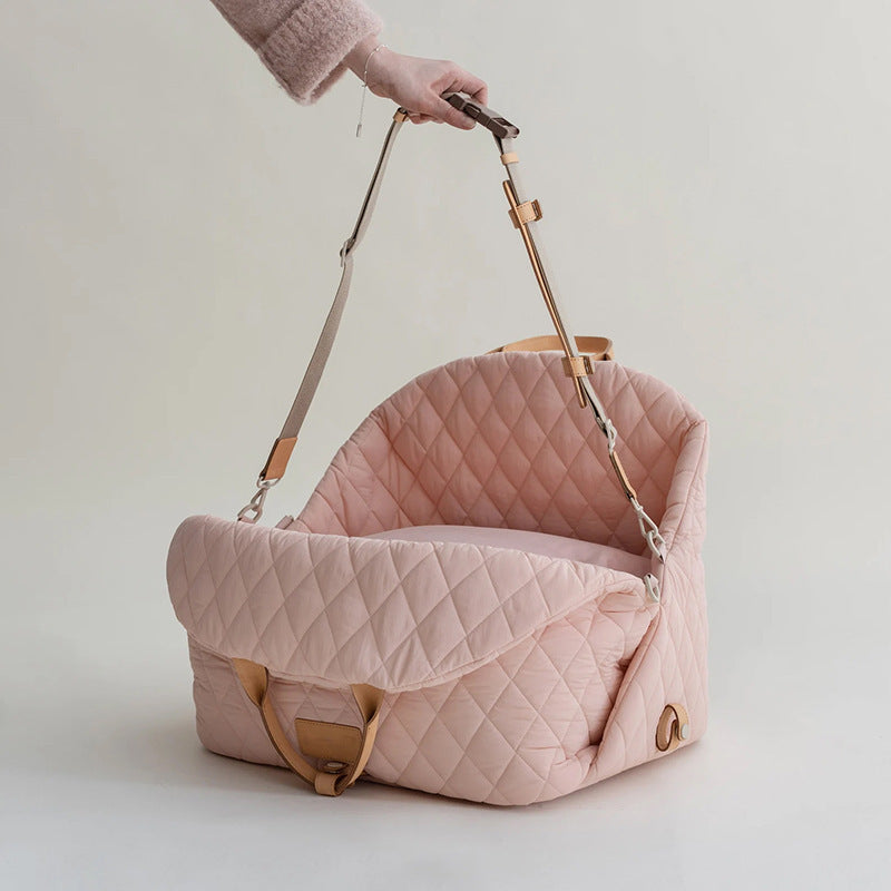 Luxury Quilted 2-in-1 Pet Travel Carrier & Car Booster Seat for Small Dogs(Blue-gray) 11