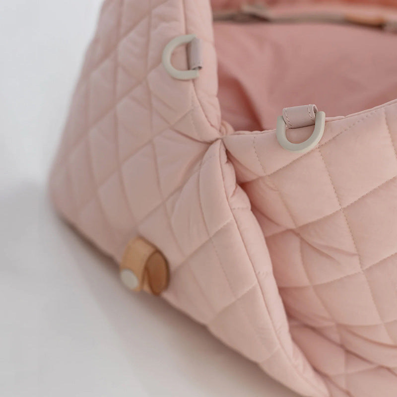 Luxury Quilted 2-in-1 Pet Travel Carrier & Car Booster Seat for Small Dogs(Pink) 13