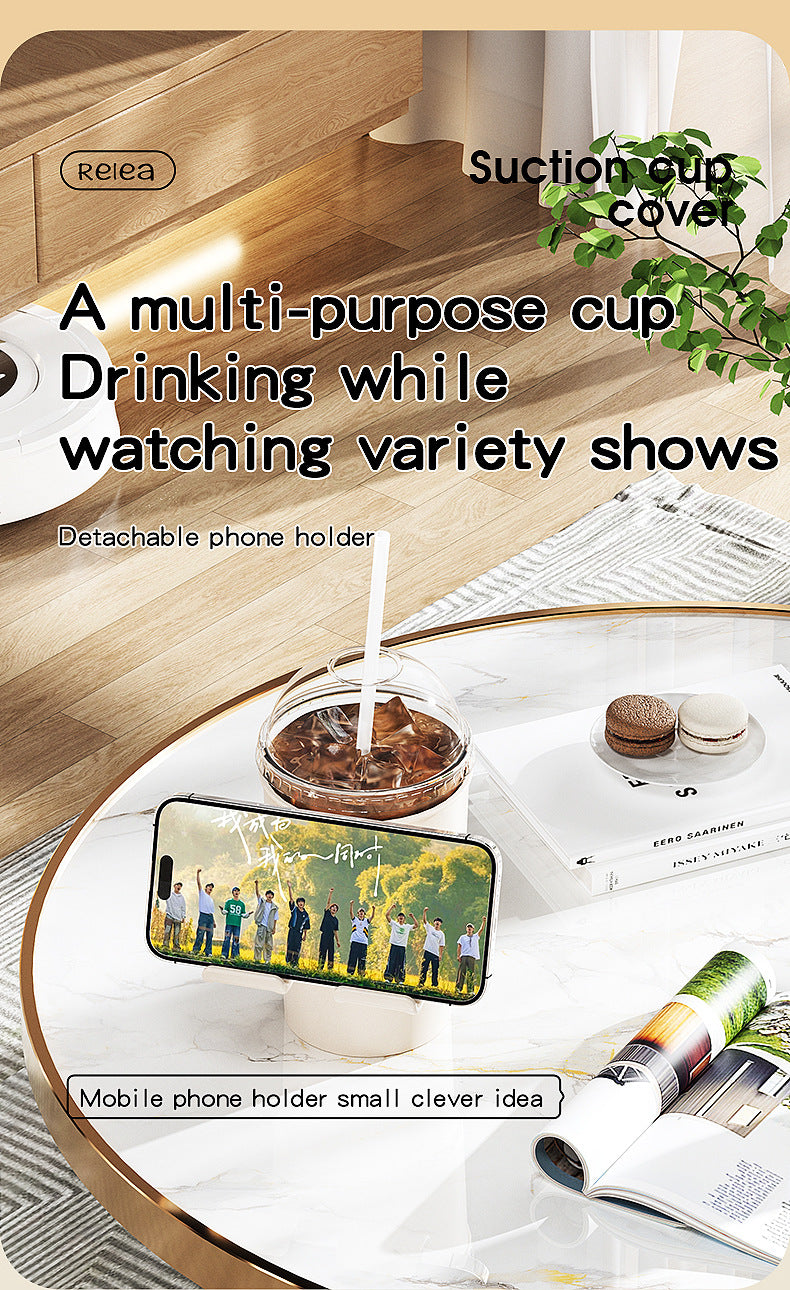 Multi-Purpose Anti-Spill Cup Holder with Suction Base & Detachable Phone Stand(black) 9