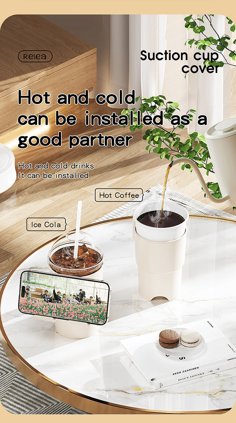 Multi-Purpose Anti-Spill Cup Holder with Suction Base & Detachable Phone Stand(white) 6