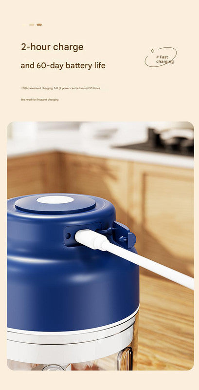 Powerful Mini Electric Food Chopper - USB Rechargeable Cordless Garlic & Meat Mincer(green 250ml + 4-blade knife) 5