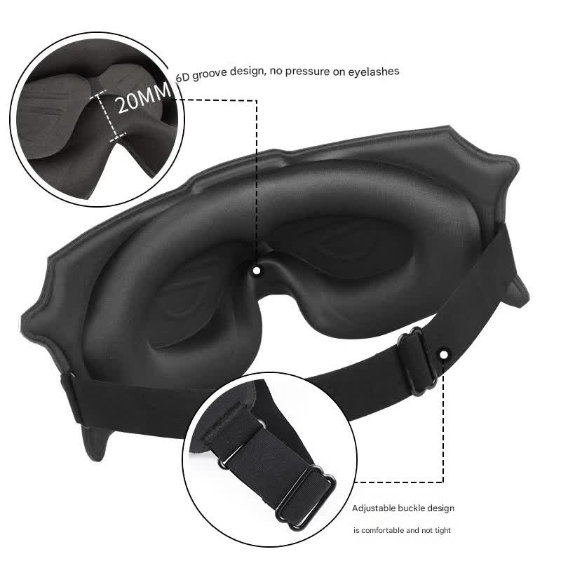 3pc 6D Contoured Zero-Pressure Sleep Mask - 360 Light Blocking Eye Mask with Adjustable Strap(black) 3