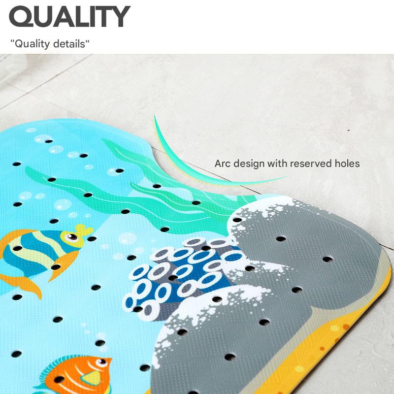 Non-Slip PVC Bath & Shower Mat with Suction Cups and Drainage Holes - Cartoon Ocean Theme(Submarine) 5