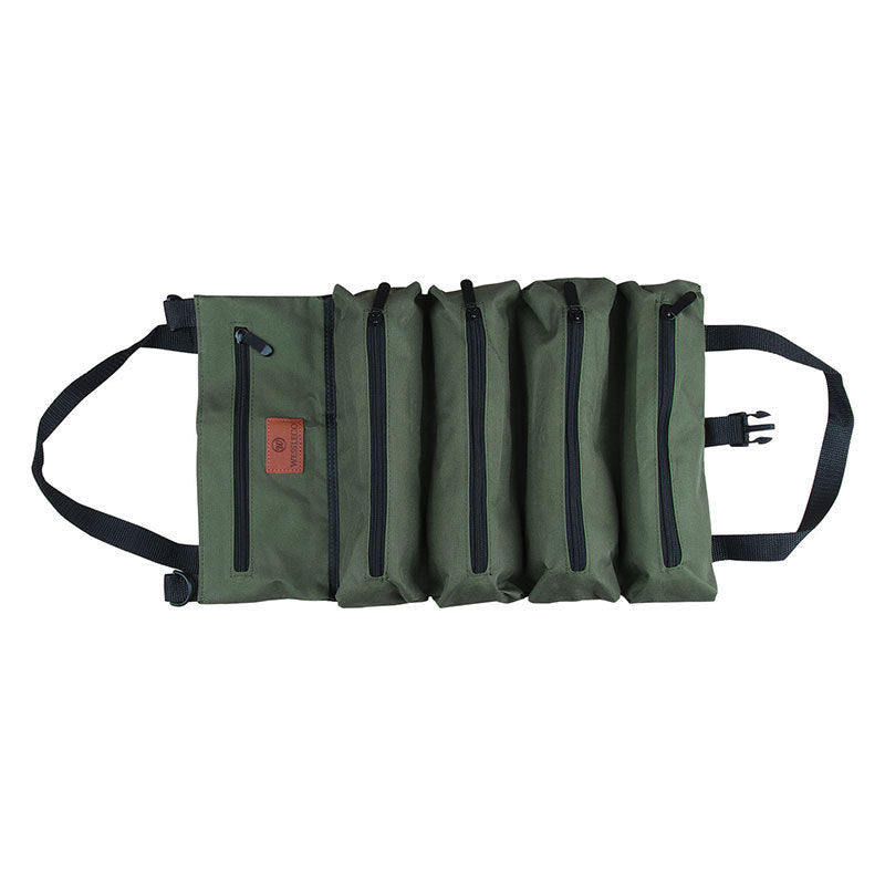 Heavy-Duty Canvas Tool Roll Up Bag & Organizer Tote - Multi-Pocket Wrench & Tool Pouch(Green) 5