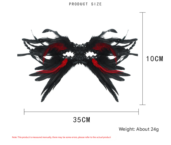 Black Mysterious Gothic Feather Masquerade Mask - Black Angel Wing Venetian Party Costume 5