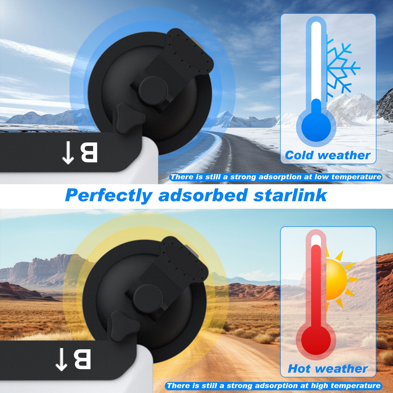 White and Black Heavy-Duty Suction Cup Mount for Starlink Mini - All-Weather Car, RV & Boat Bracket 5