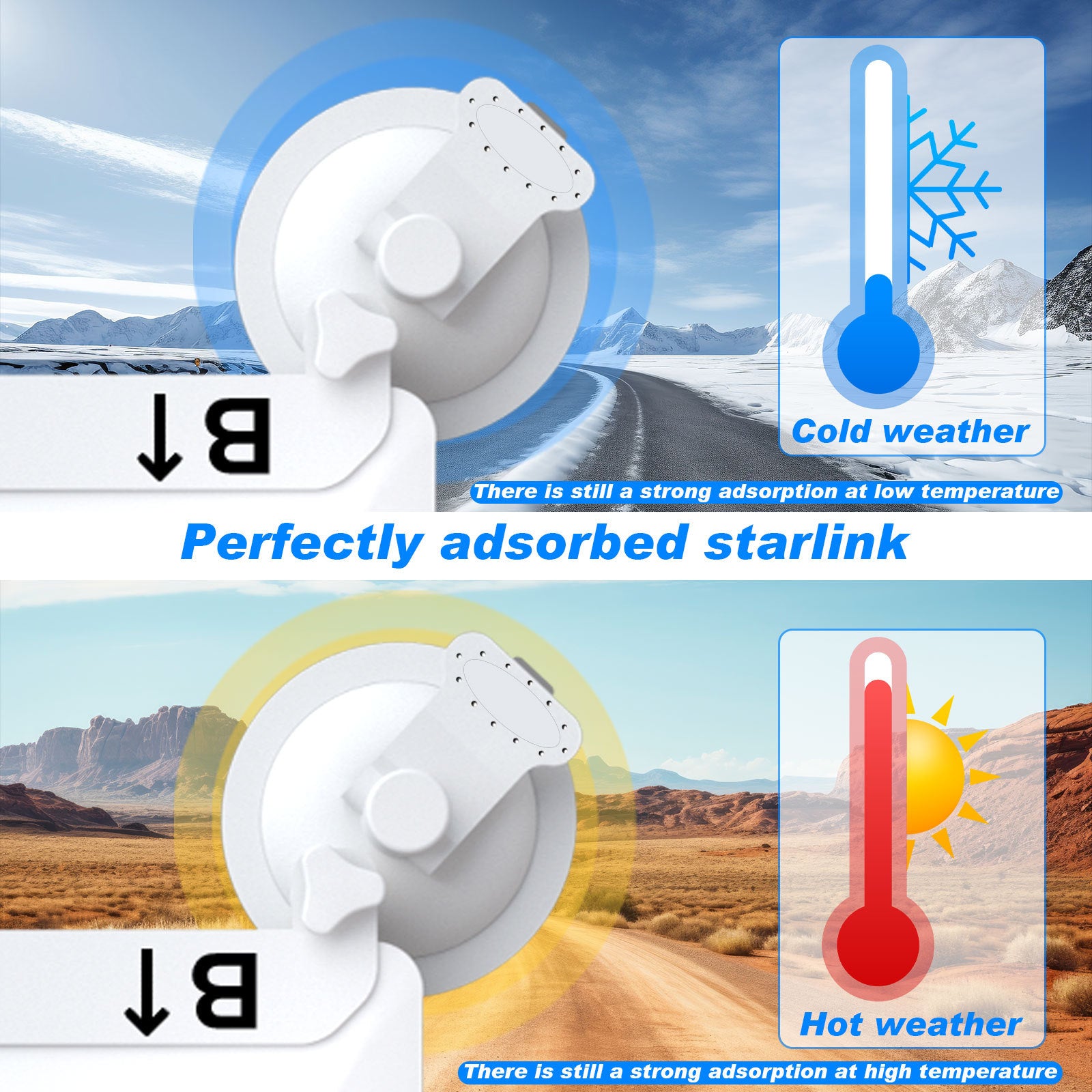 White Heavy-Duty Suction Cup Mount for Starlink Mini - All-Weather Car, RV & Boat Bracket 5