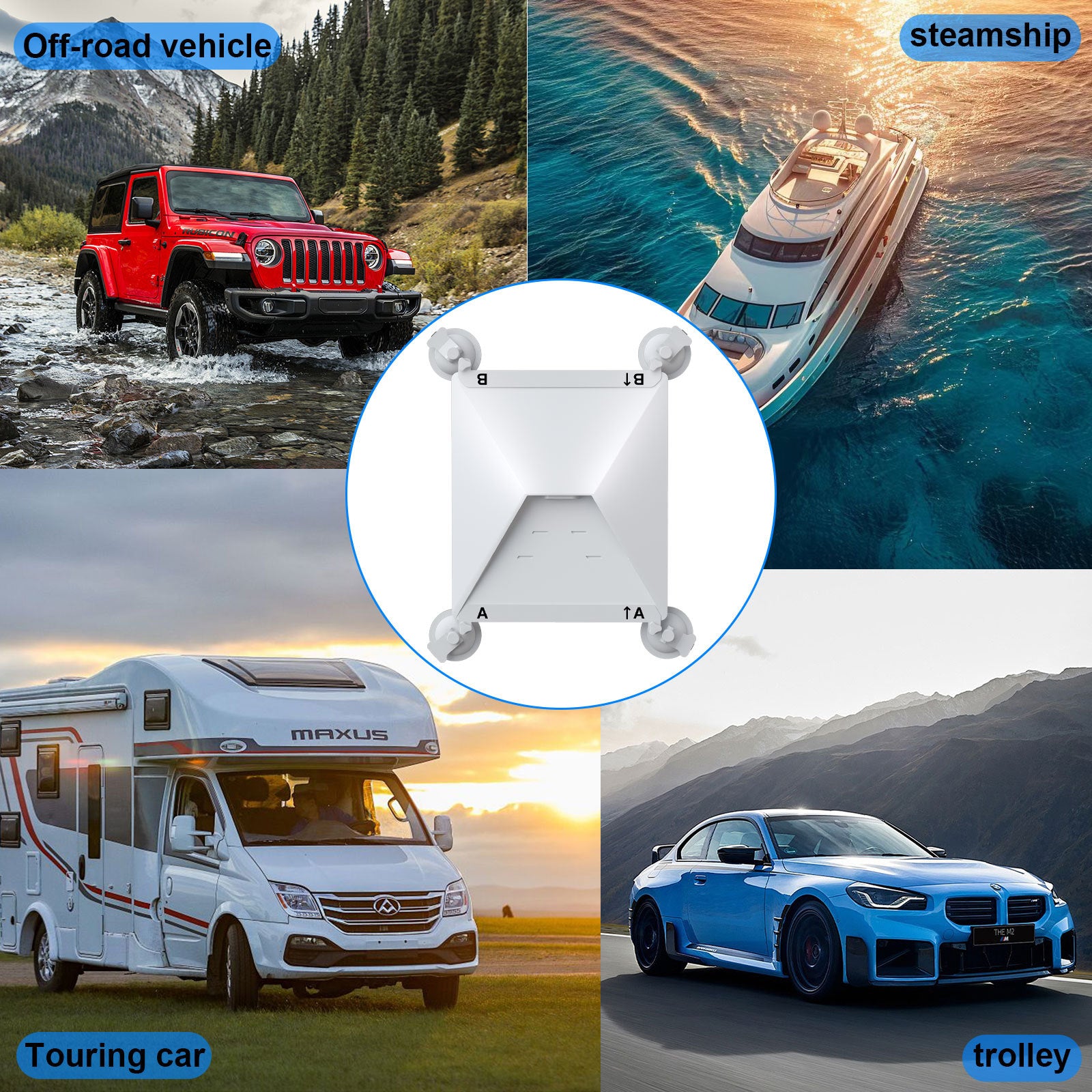 White Heavy-Duty Suction Cup Mount for Starlink Mini - All-Weather Car, RV & Boat Bracket 7