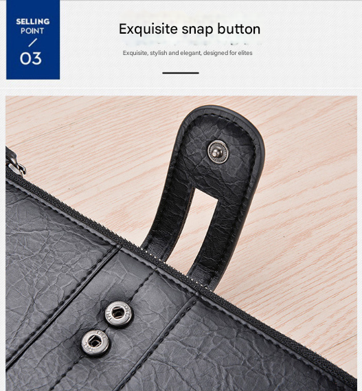 Black Men's Vintage PU Leather Long Wallet - High Capacity Dual Zipper Clutch with Phone & Card Slots 4