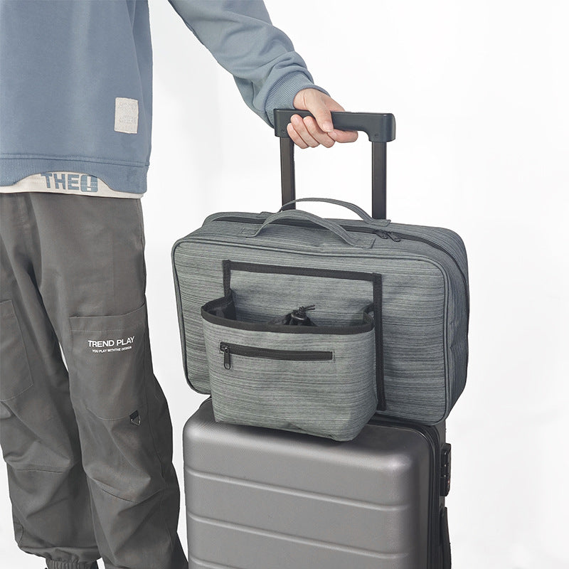 Heather Grey Versatile Travel Organizer Bag with Luggage Sleeve - Portable Carry-On for Laptop, Shoes & Accessories