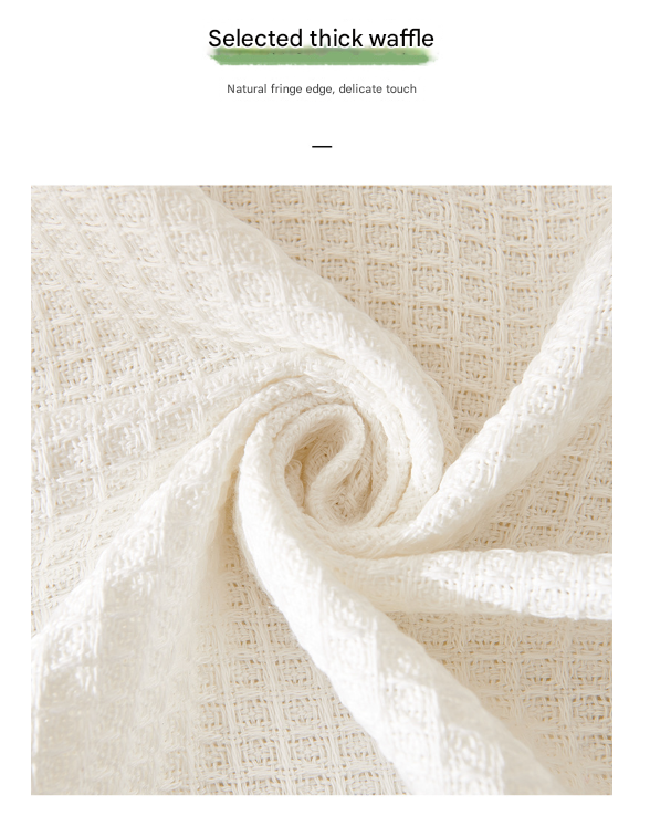 Black and white Ball Pattern Soft Waffle Weave Throw Blanket - Boho Style Cotton Blend Sofa Cover with Fringe 180x180cm 5