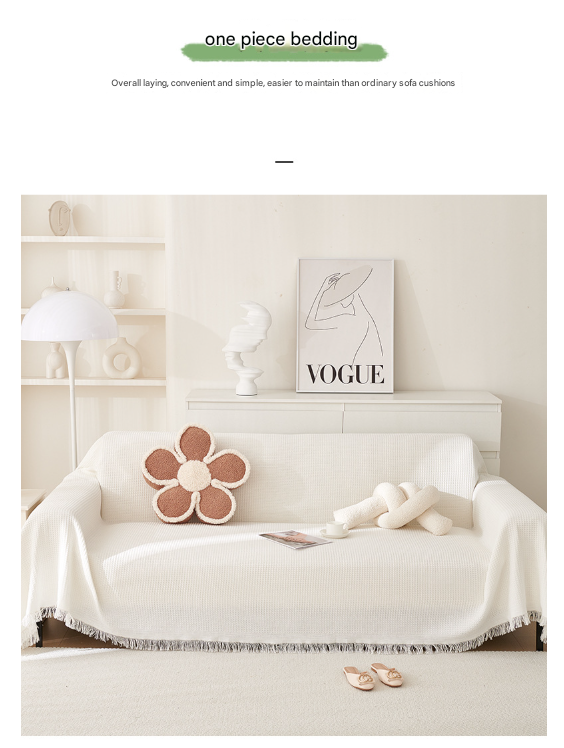 Black and white Ball Pattern Soft Waffle Weave Throw Blanket - Boho Style Cotton Blend Sofa Cover with Fringe 180x340cm 3