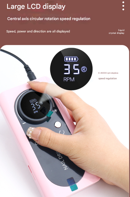 White Professional Rechargeable Nail Drill Machine - 45000RPM Portable E-File Kit for Acrylic, Gel, Polishing & Manicure 4