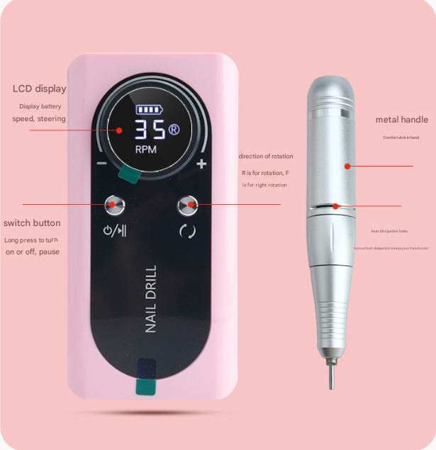 Purple Professional Rechargeable Nail Drill Machine - 45000RPM Portable E-File Kit for Acrylic, Gel, Polishing & Manicure 3