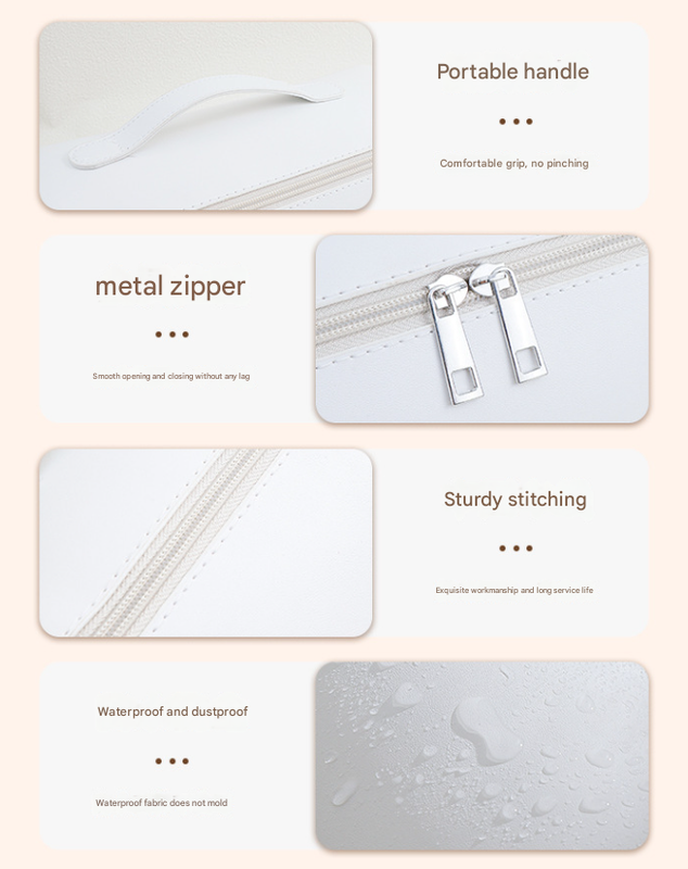 White Premium PU Leather Travel Case for Hair Styling Tools - Double Layer Waterproof Organizer Bag for Hair Dryer, Curler & Straightener 6