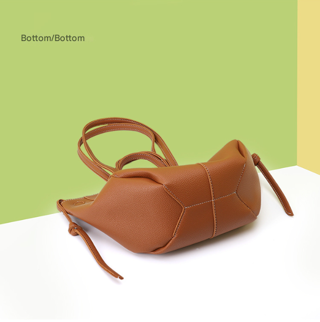 Brown Chic Minimalist PU Leather Tote Bag - Women's Versatile Shoulder Handbag with Contrast Stitching 7