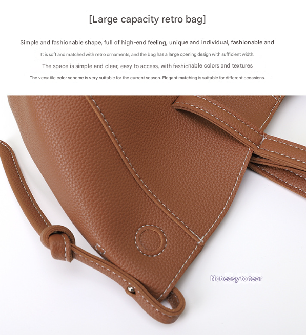 Black Chic Minimalist PU Leather Tote Bag - Women's Versatile Shoulder Handbag with Contrast Stitching 6