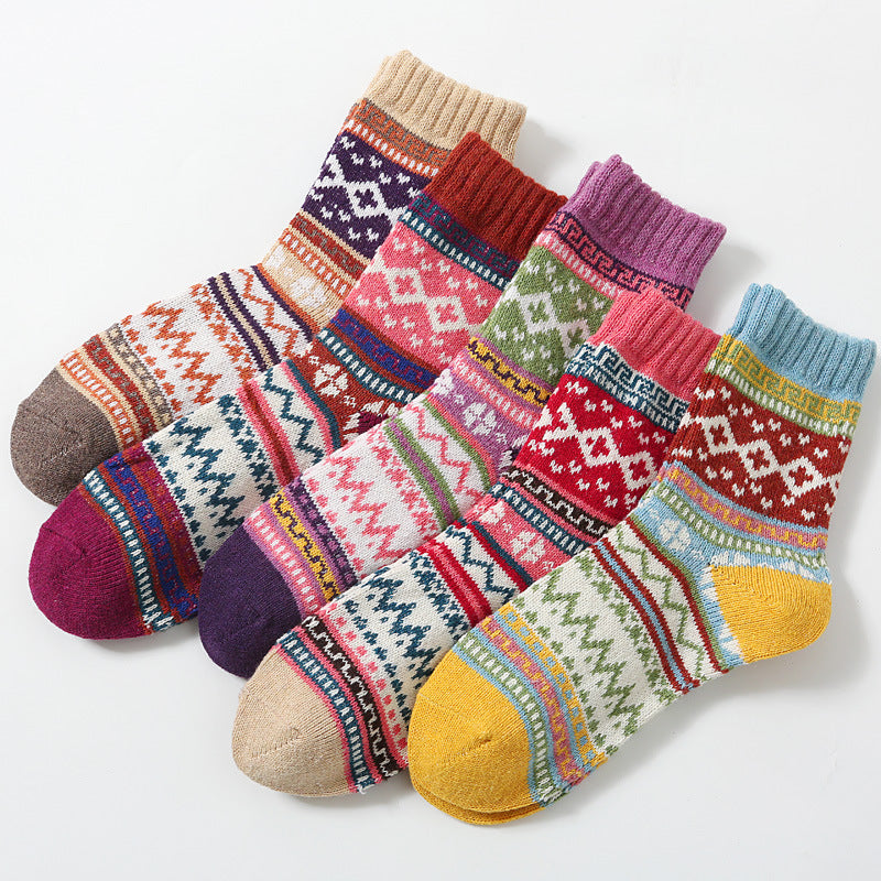 Random Color 10-Pair Women's Vintage Winter Socks - Surprise Mystery Box Bundle