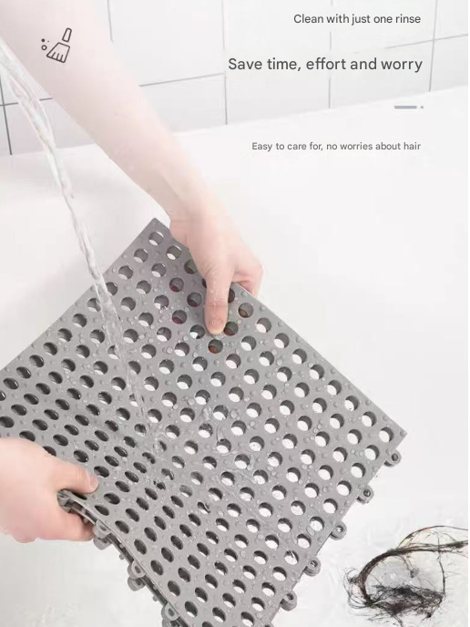 Green And Pink DIY Interlocking Non-Slip Floor Tiles - 12-Pack PVC Drainage Mat for Shower & Bathroom Safety 5