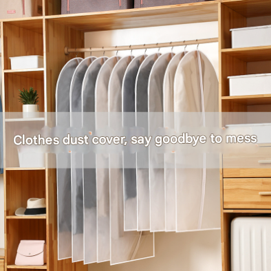 White Edge 10-Pack Hanging Garment Bags for Closet Storage - Translucent Dust-Proof Suit Covers, Washable & Reusable Coat Protectors (2 Sizes) 3