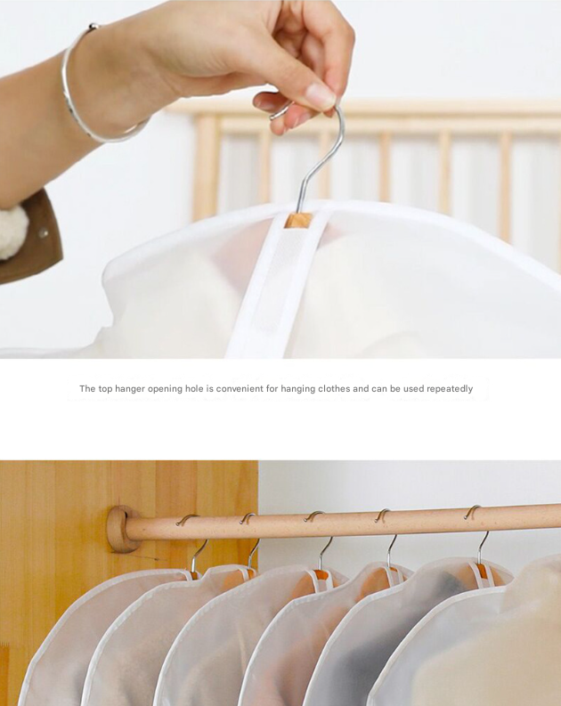 White Edge 10-Pack Hanging Garment Bags for Closet Storage - Translucent Dust-Proof Suit Covers, Washable & Reusable Coat Protectors (2 Sizes) 6