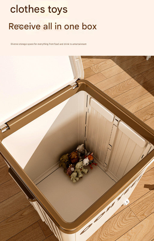 Beige Large Foldable Storage Box with Lid and Wheels - Heavy Duty Collapsible Toy Organizer Bin 4