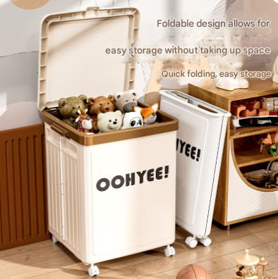 Light Green Large Foldable Storage Box with Lid and Wheels - Heavy Duty Collapsible Toy Organizer Bin