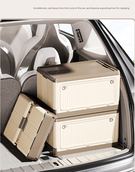 Size S Grey Collapsible Storage Box with Wheels and Telescopic Handle - Stackable Folding Crate for Car & Home 7