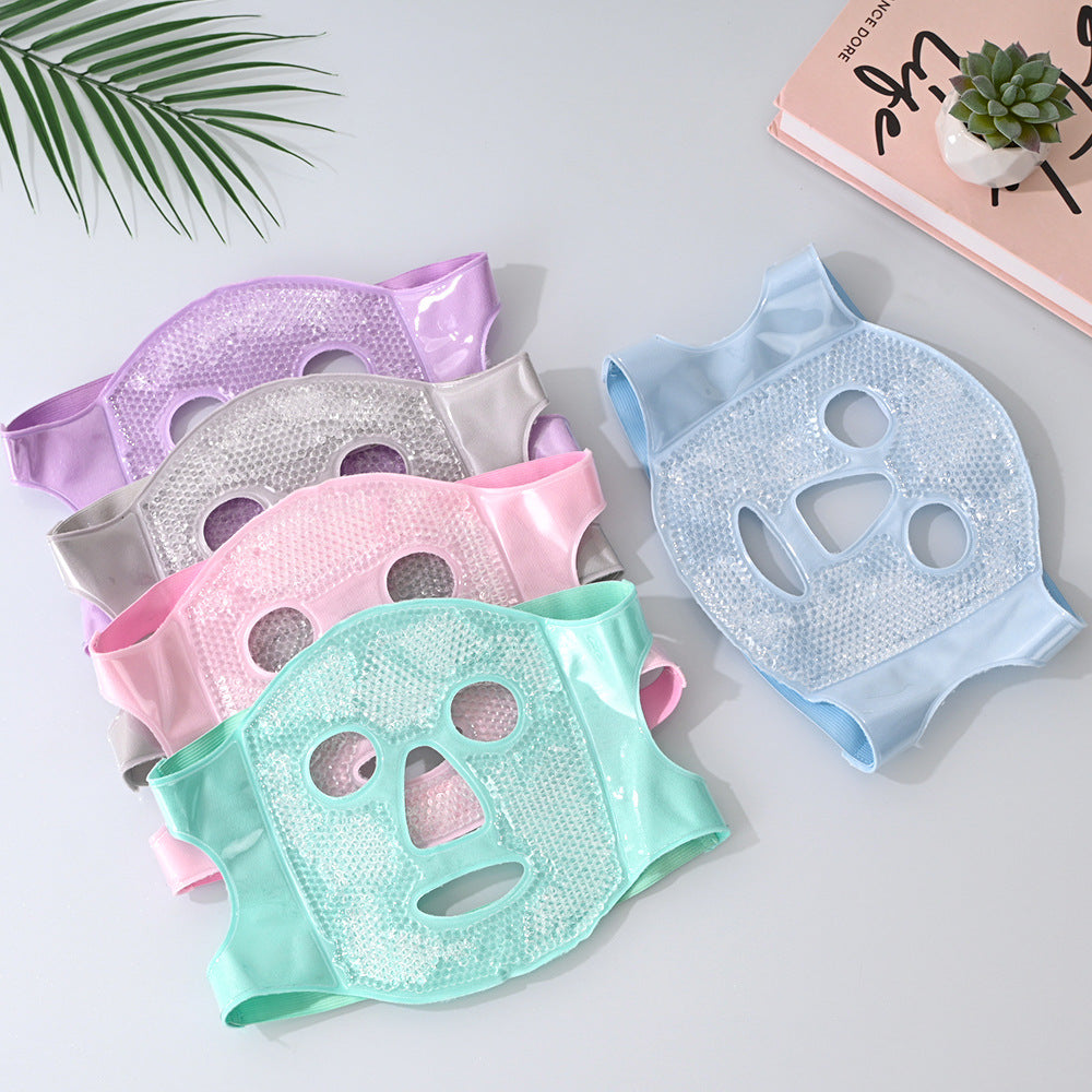 Purple Reusable Cooling Gel Bead Face Mask and Eye Mask Set - Soothing Therapy for Puffy Eyes, Headaches and Facial Relaxation